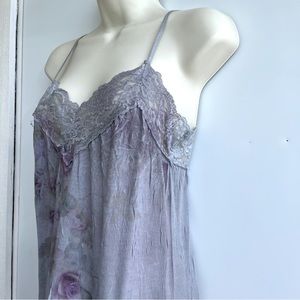Vintage Gray & Purple Floral Lace Tank Top